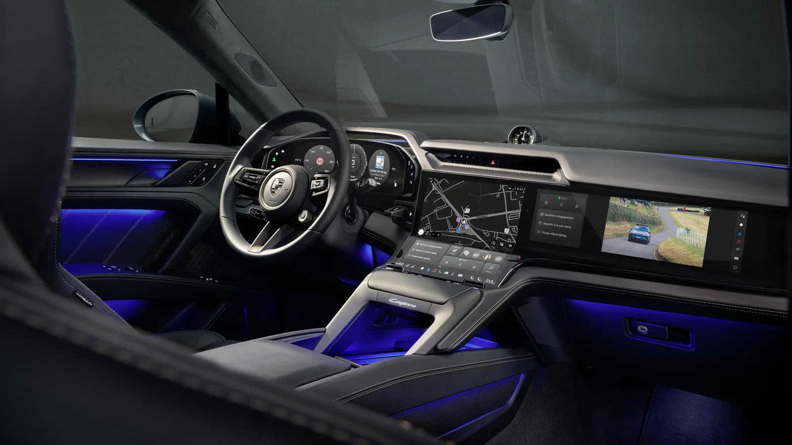 Novo Porsche Cayenne Elétrico mostra interior inovador