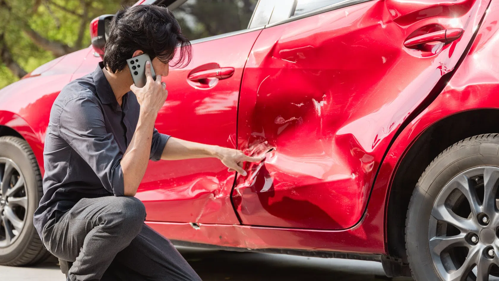 Condutor a descrever acidente