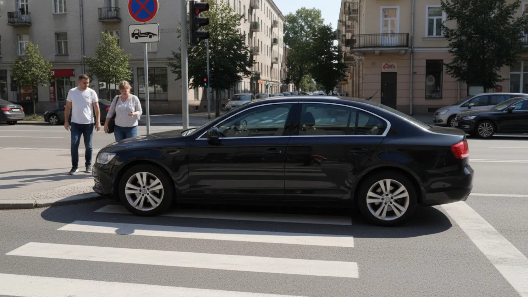 Carro estacionado em cima de uma passadeiro