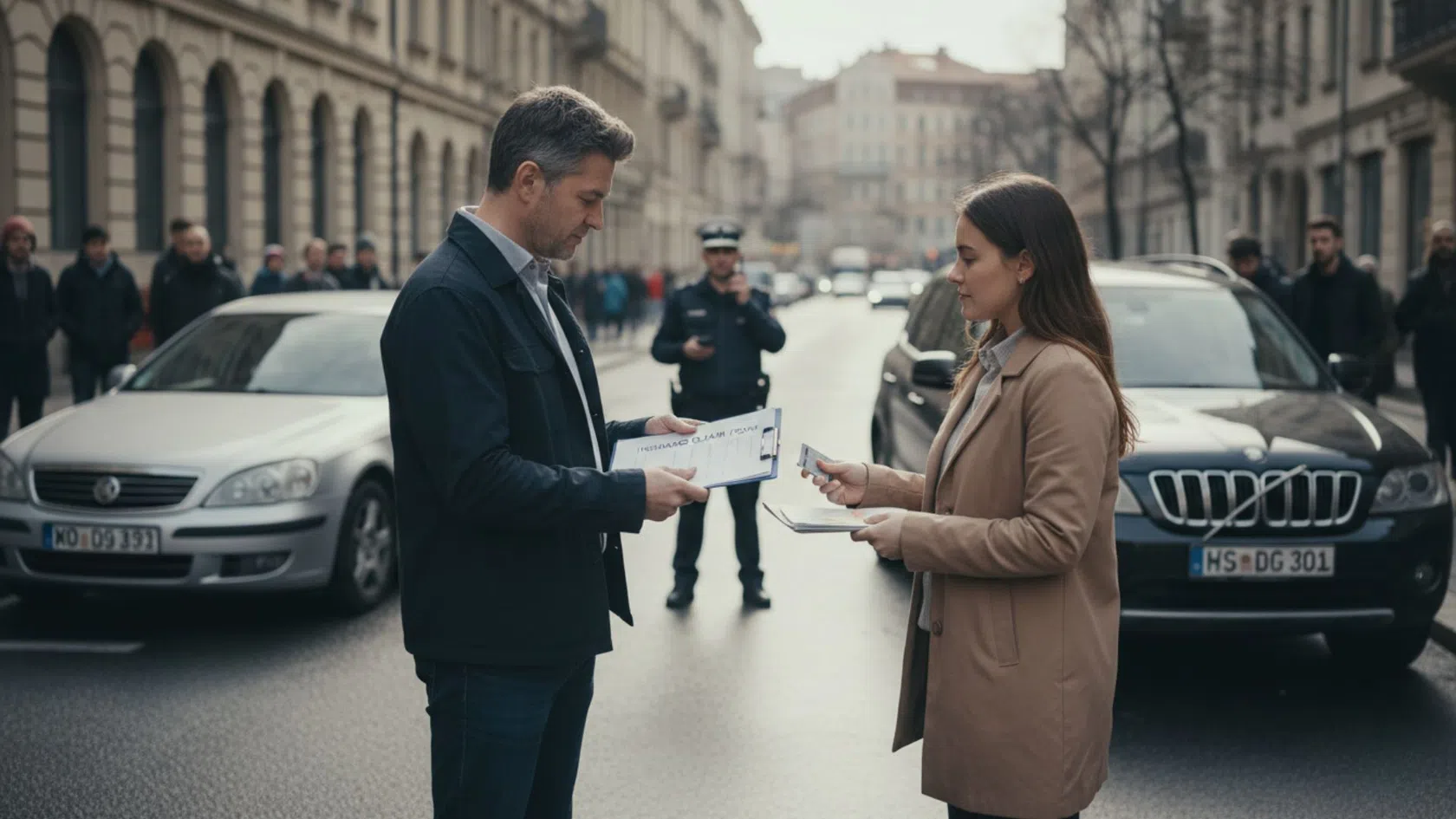 Troca de documentos em acidente