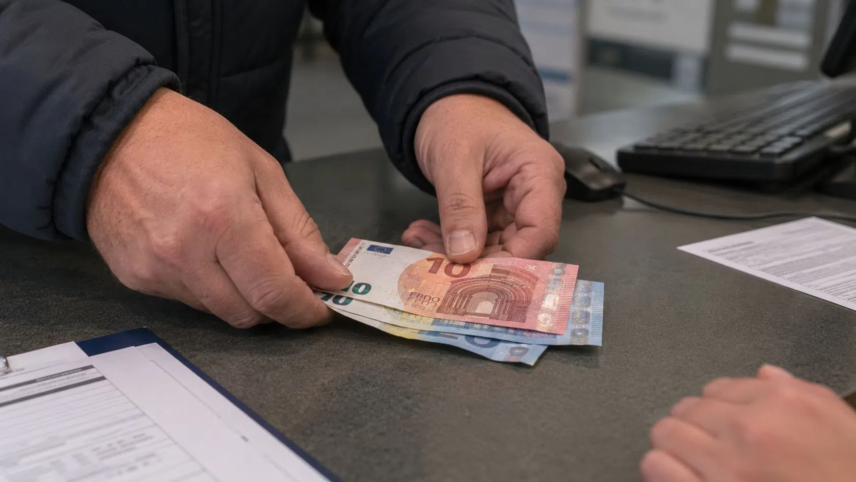 Comprador a pagar registo automóvel em dinheiro