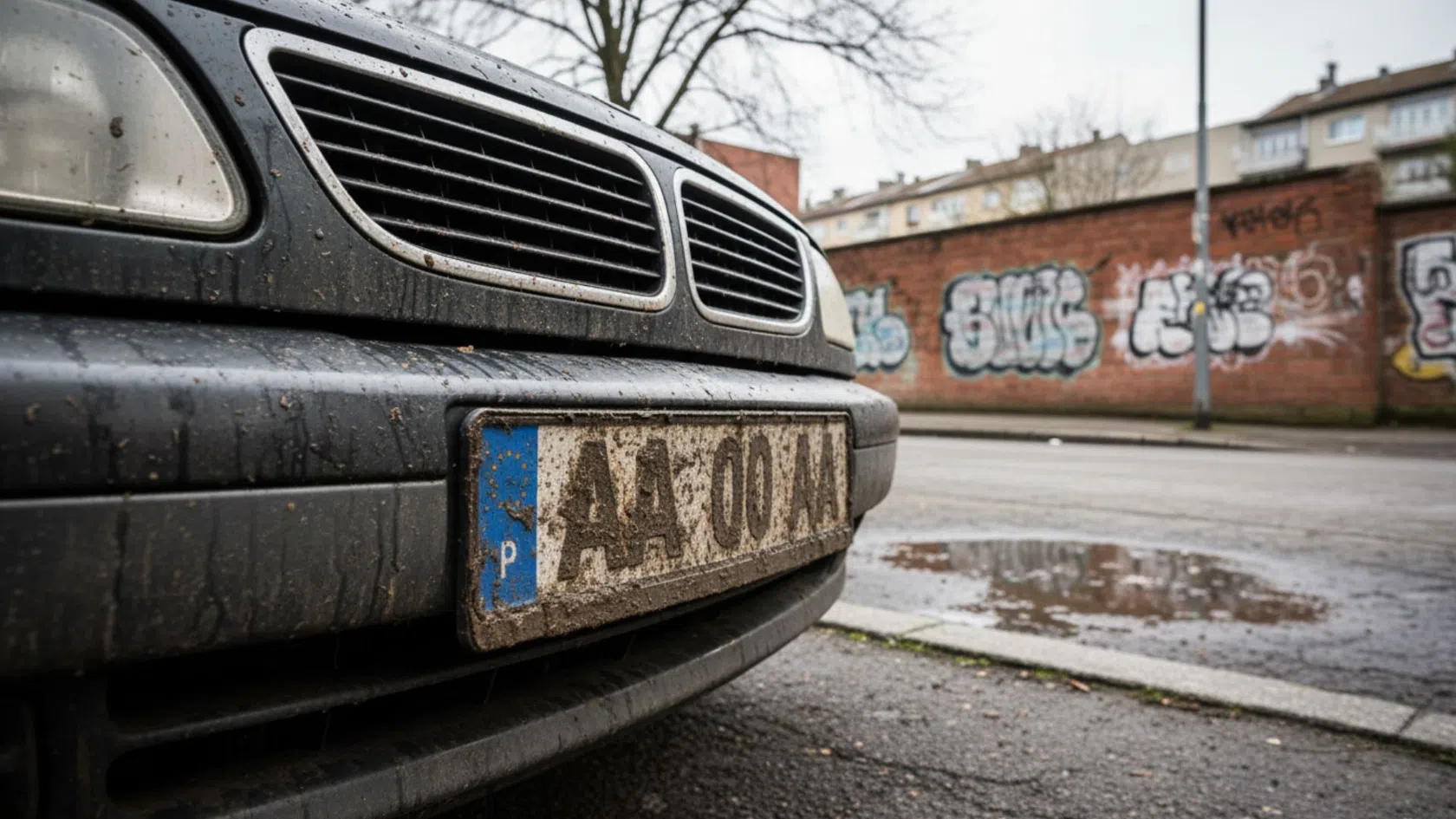 Carro com a matricula danificada ou ilegível