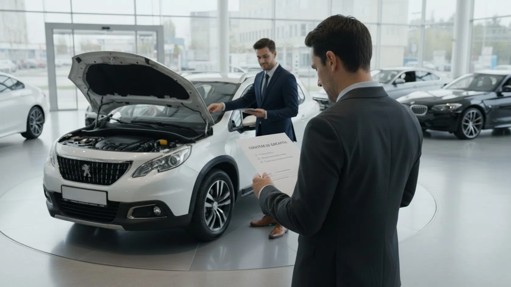 Comprador a analisar carro com garantia