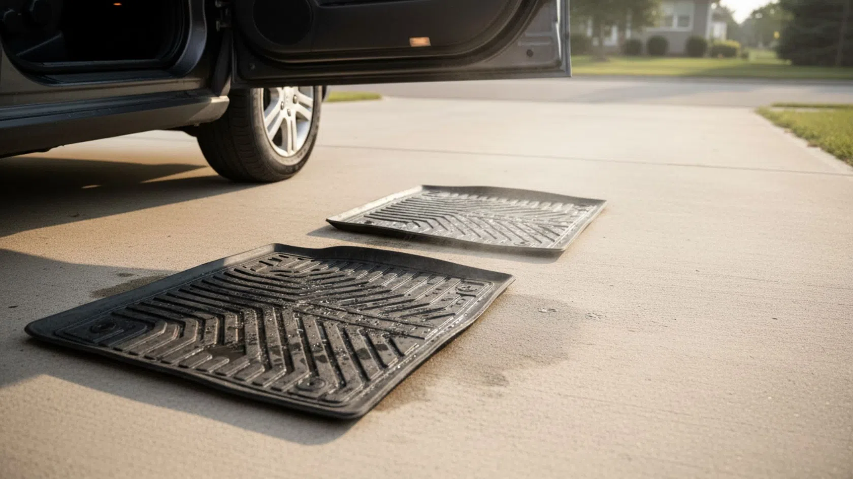 Tapetes de carro a secar