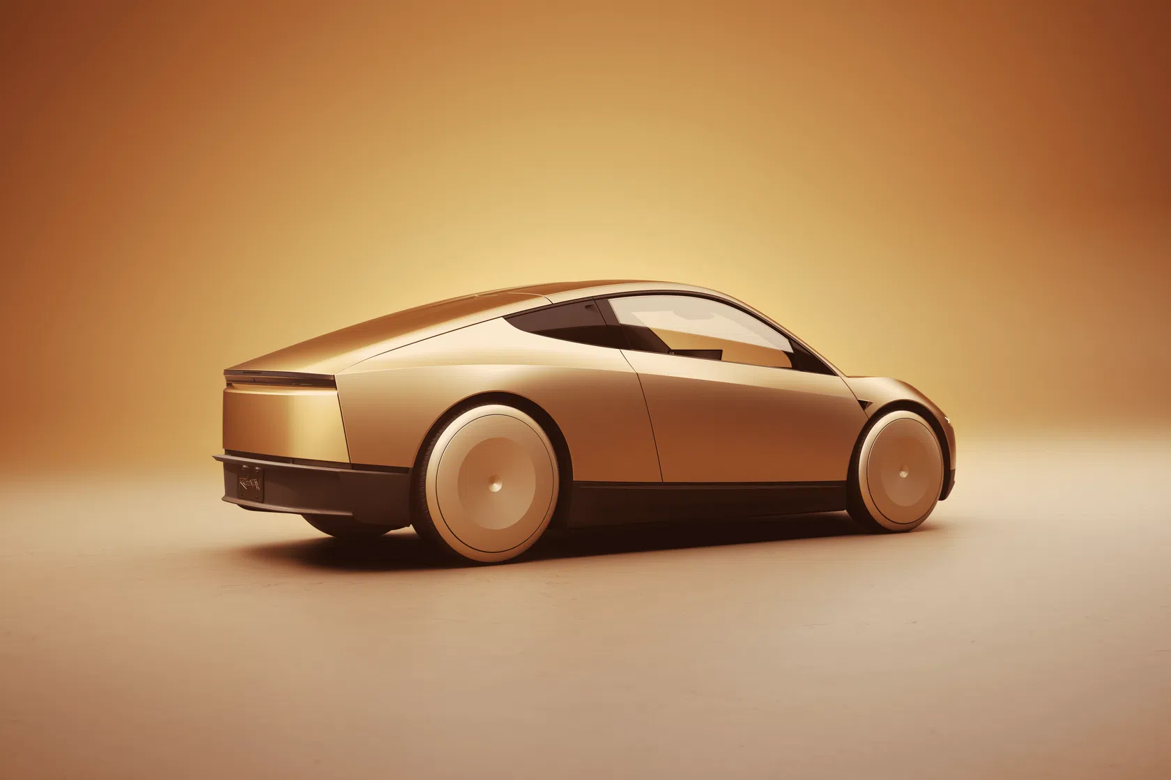 Tesla Cybertaxi - robotaxi da tesla vista de traseira