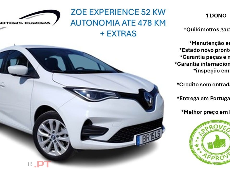 Renault Zoe (c/bateria) 52kwh experience + assentos aquecido + extras